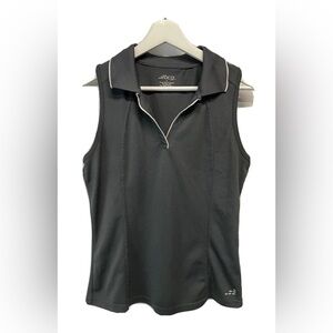 BCG Athletic Women's Black & White Sleeveless Polo Zip-Up Tank Top! Size S.